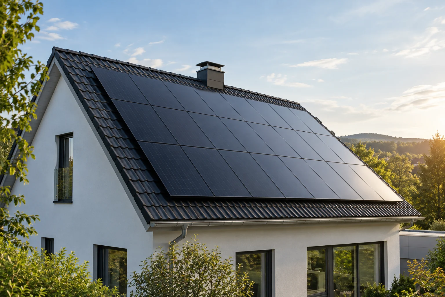 Photovoltaikmodule auf einem geneigten Hausdach